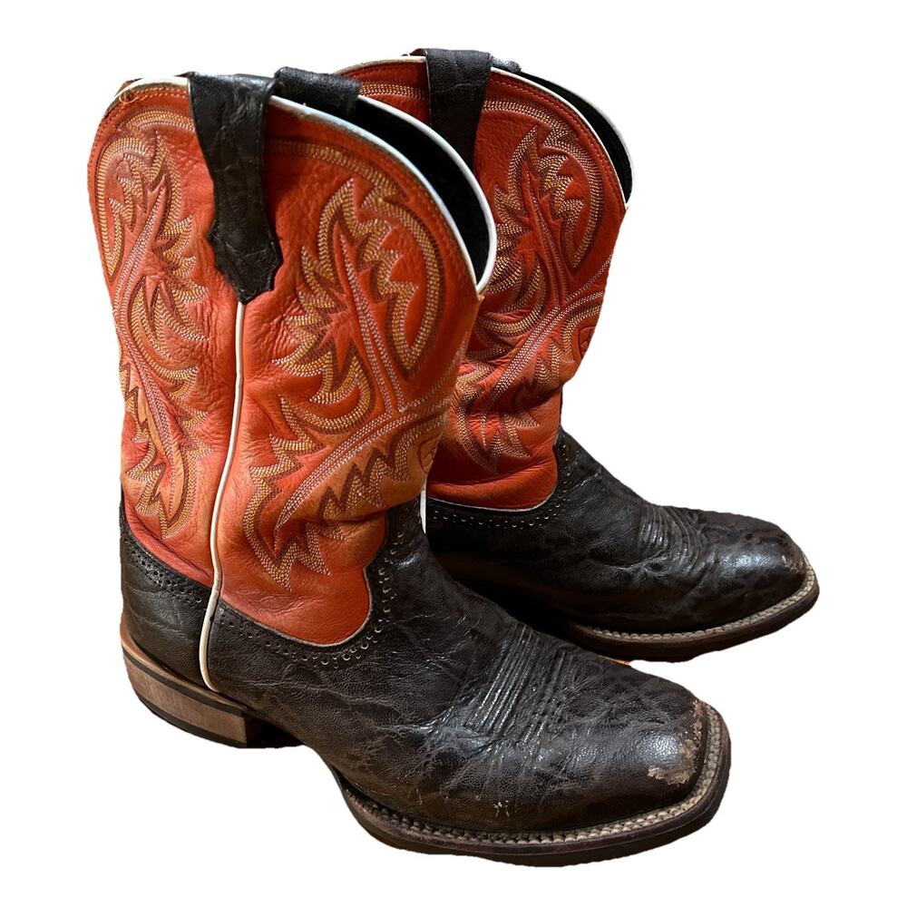 Ariat Quickdraw 10009589 Cowboy Boots Square Toe Orange Brown Mens 9 EE
